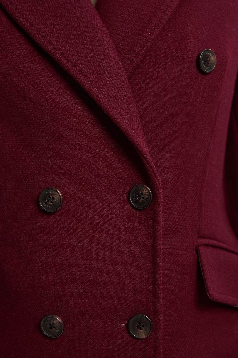 Wool Double Breasted Midi Coat, Alternate, color, Burgundy
