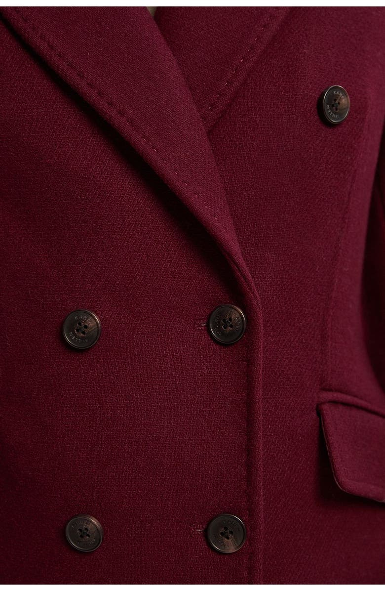 Karen Millen Wool Double Breasted Midi Coat, Alternate, color, Burgundy