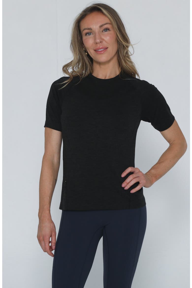 Aria Running Seamless Nursing Tee Short Sleeve, Alternate, color, Noir