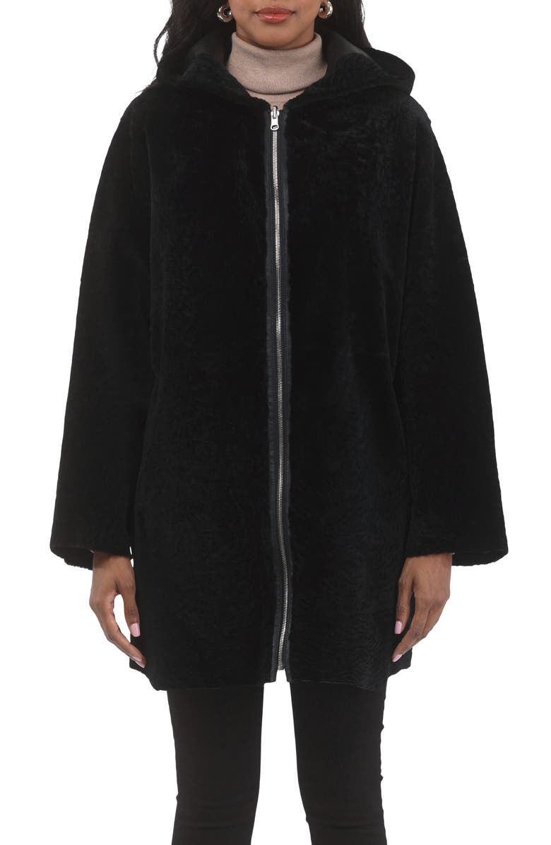 GORSKI Reversible Textured Genuine Shearling Jacket, Alternate, color, Black/Black