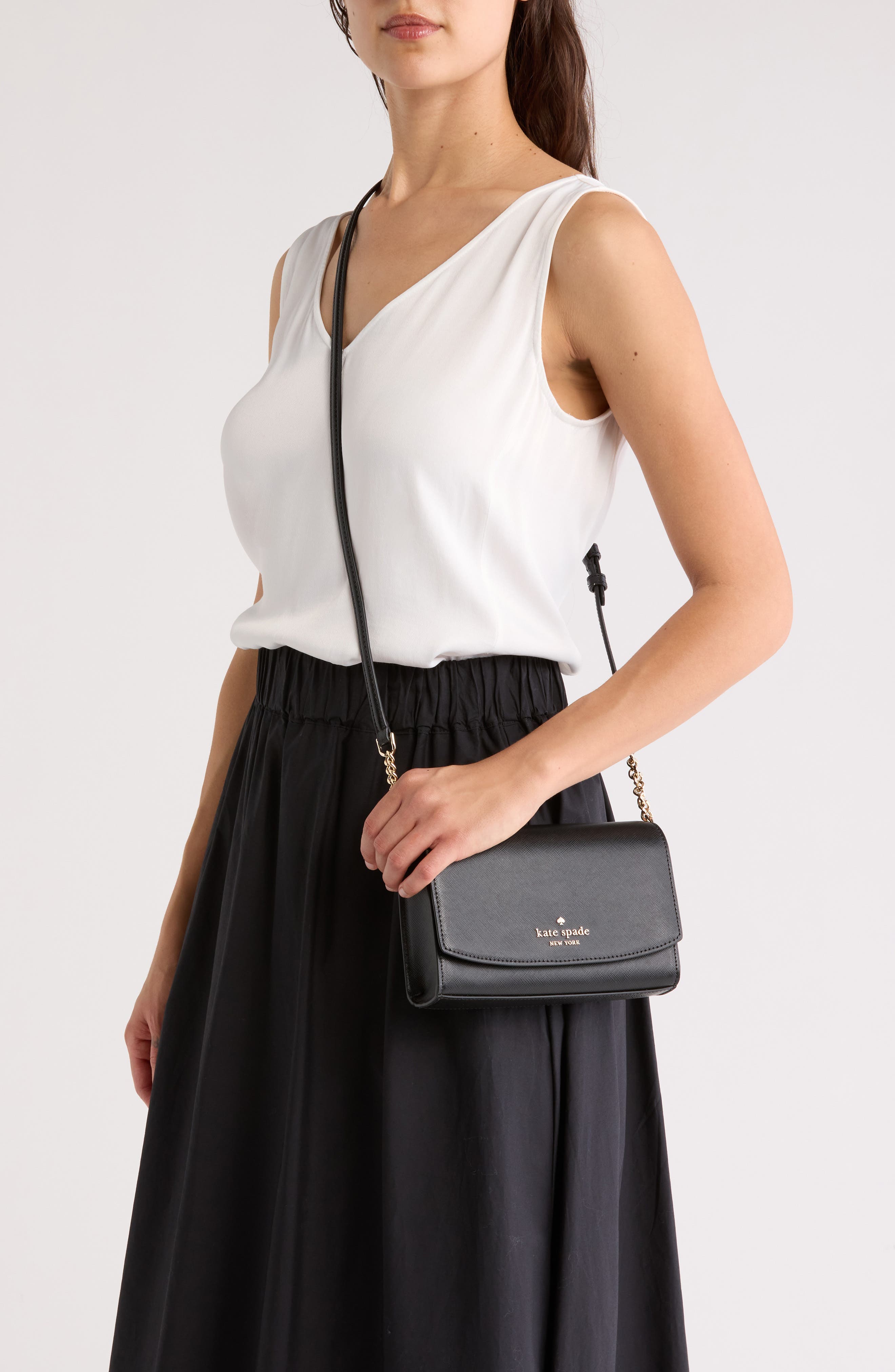 Kate Spade New York small flap crossbody bag, Alternate, color, Black