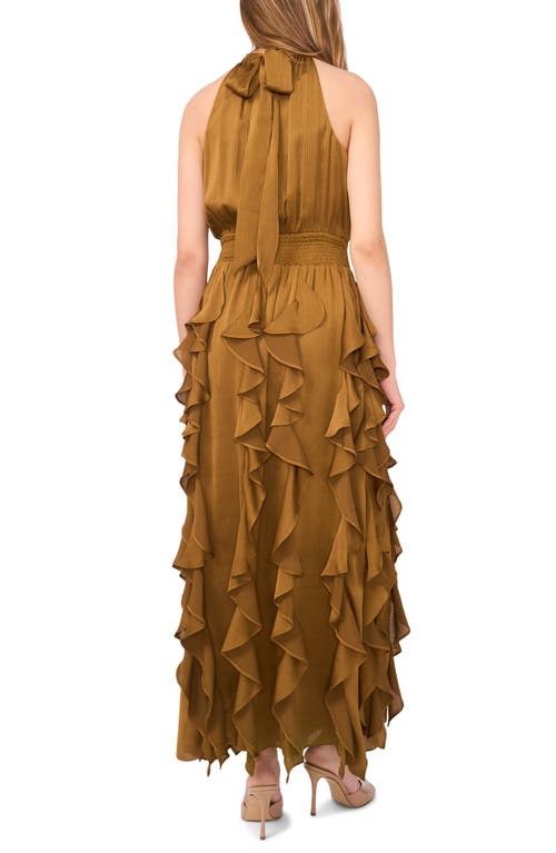 1.state Cascade Ruffle Chiffon Maxi Dress In Brown