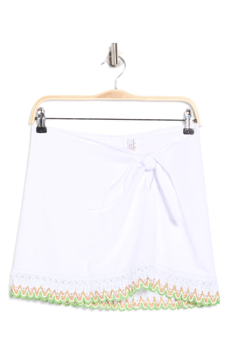 Becca Fringe Cover-Up Miniskirt, Alternate, color, White