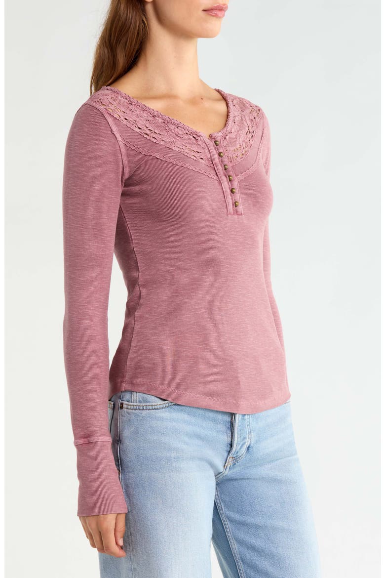 Lace Yoke Henley Top, Alternate, color, NOSTALGIA ROSE