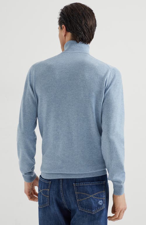 Brunello Cucinelli Cashmere Rollneck Sweater In Blue