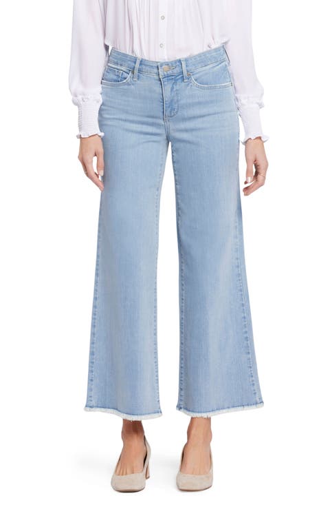 Teresa High Waist Raw Hem Ankle Wide Leg Jeans