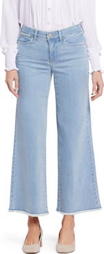 NYDJ Teresa High Waist Raw Hem Ankle Wide Leg Jeans