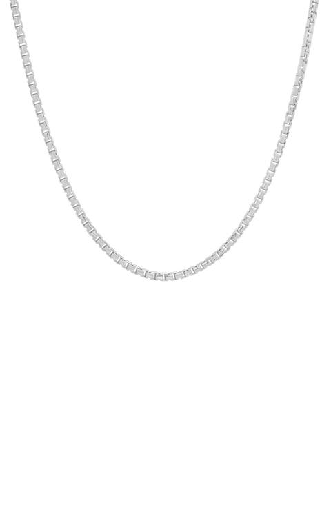 Sterling Silver Italian Round Box Chain Necklace