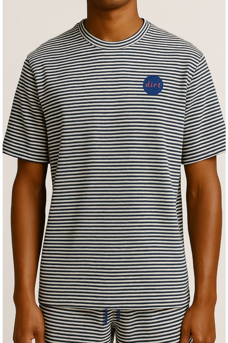 Vacay Stripe Lyocell & Linen Blend T-Shirt, Main, color, BLUE/ WHITE