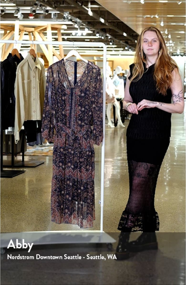 Paisley Print Long Sleeve Chiffon Dress, sales video thumbnail