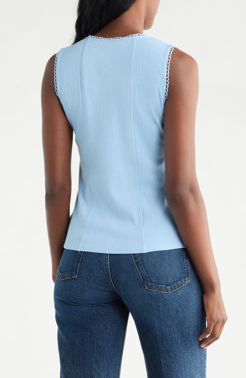 Cyrus Lace Trim Button-up Vest In Blue