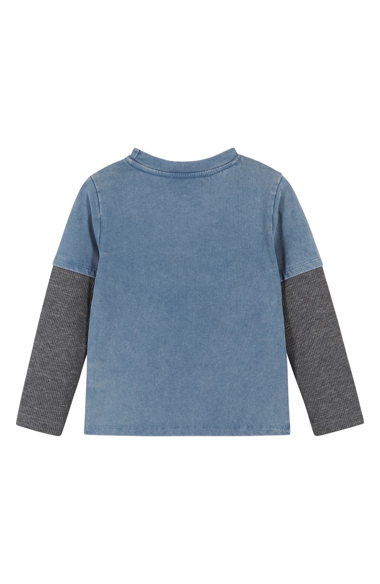 Andy & Evan Kids' 1084 Long Waffle Knit Sleeve Graphic T-Shirt, Alternate, color, Blue Turtles