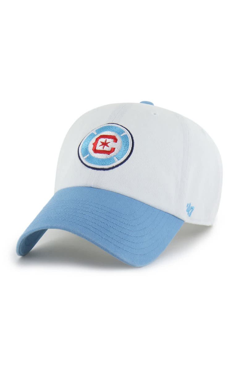 '47 Men's '47  White/Light Blue Chicago Fire Two-Tone Clean Up Adjustable Hat, Main, color, White