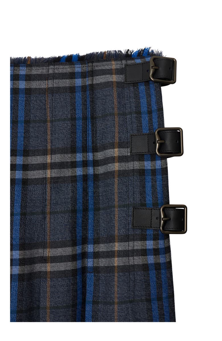 Burberry Check Wool Midi Kilt, Alternate, color, Bright Oxford Blue