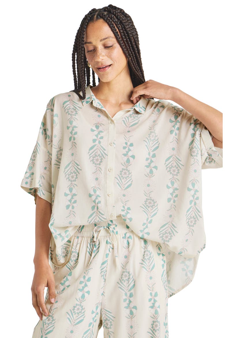Wesley Cotton Blend Button-Up Shirt, Alternate, color, TURQUOISE FLORAL