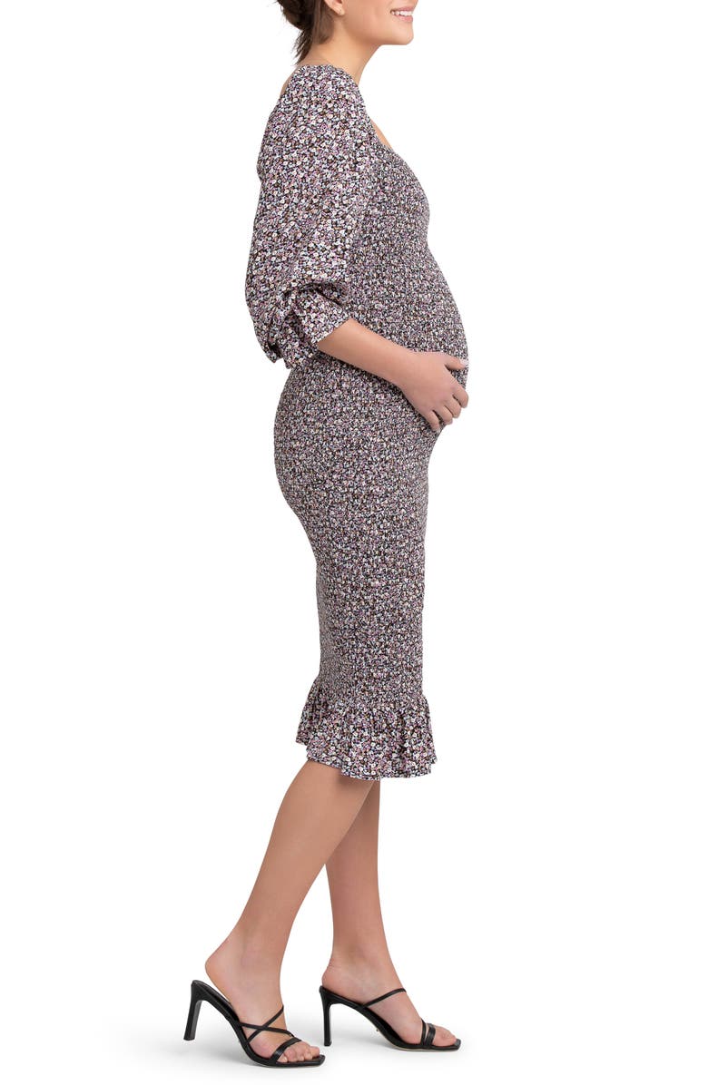 Ripe Maternity Willow Print Smocked Ruffle Maternity Dress, Alternate, color, 