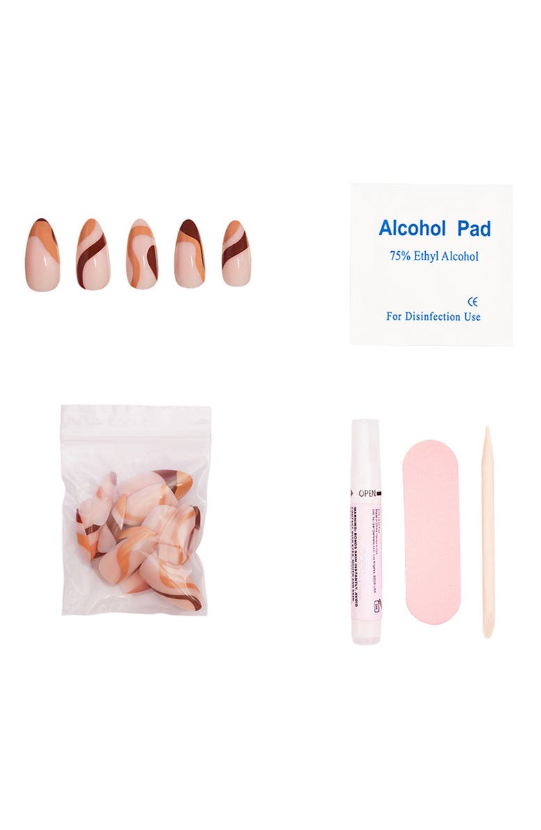 GLAMNETIC Almond Press-On Nails in Boogie Brown, Alternate, color, 