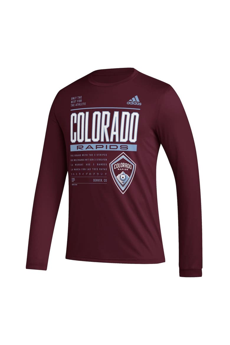 Men's adidas Burgundy Colorado Rapids Club DNA Long Sleeve AEROREADY T-Shirt, Alternate, color, Burgundy