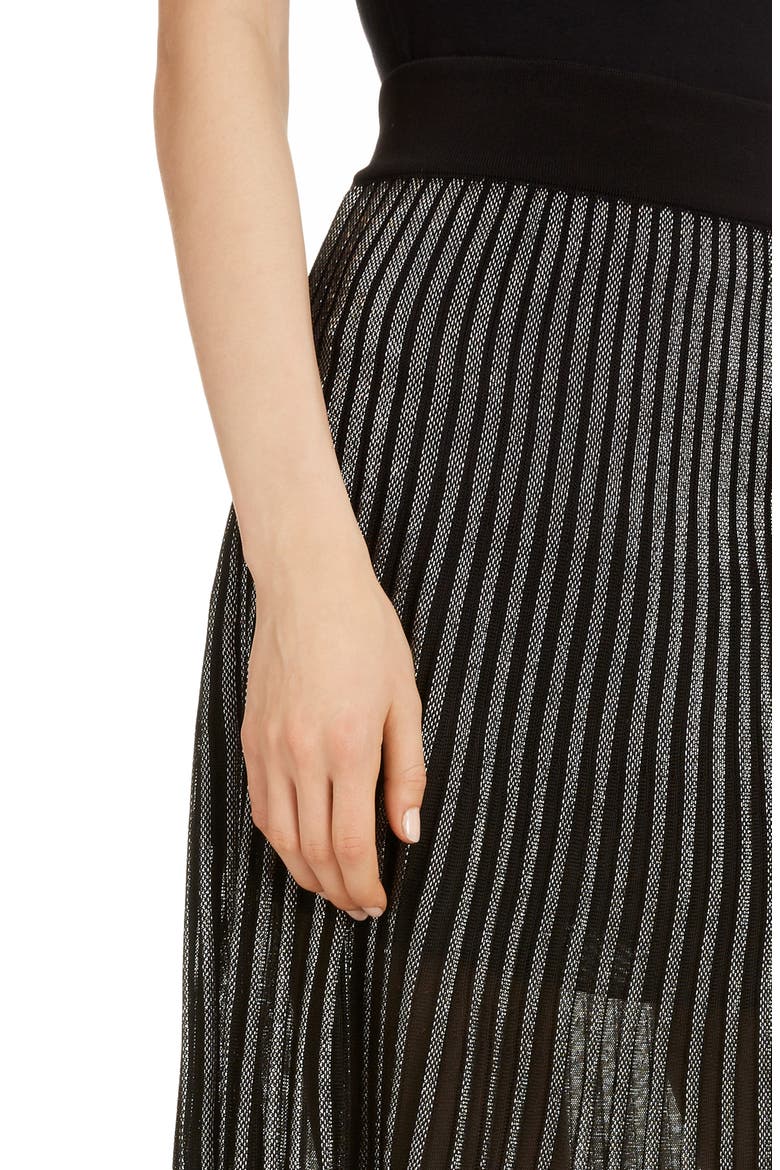 Semi Sheer Metallic Pleated Skirt, Alternate, color, EAC NOIR/ ARGENT