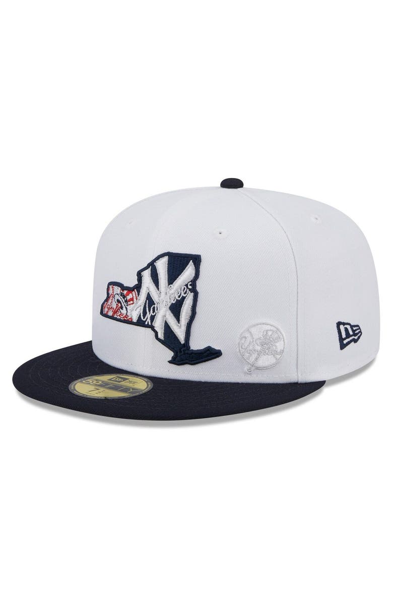 New Era Men's New Era White/Navy New York Yankees State 59FIFTY Fitted Hat, Main, color, White