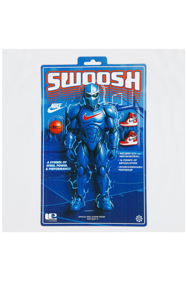 Kids' Swoosh Action Figure T-Shirt, Alternate, color, WHITE