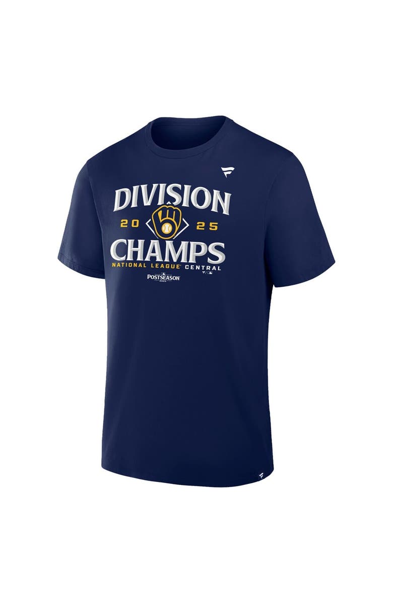 FANATICS Men's Fanatics  Navy Milwaukee Brewers 2025 NL Central Division Champions Locker Room T-Shirt, Alternate, color, Navy