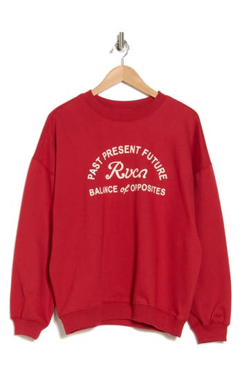 Rvca No Shame Crew Sweatshirt In Scarlet