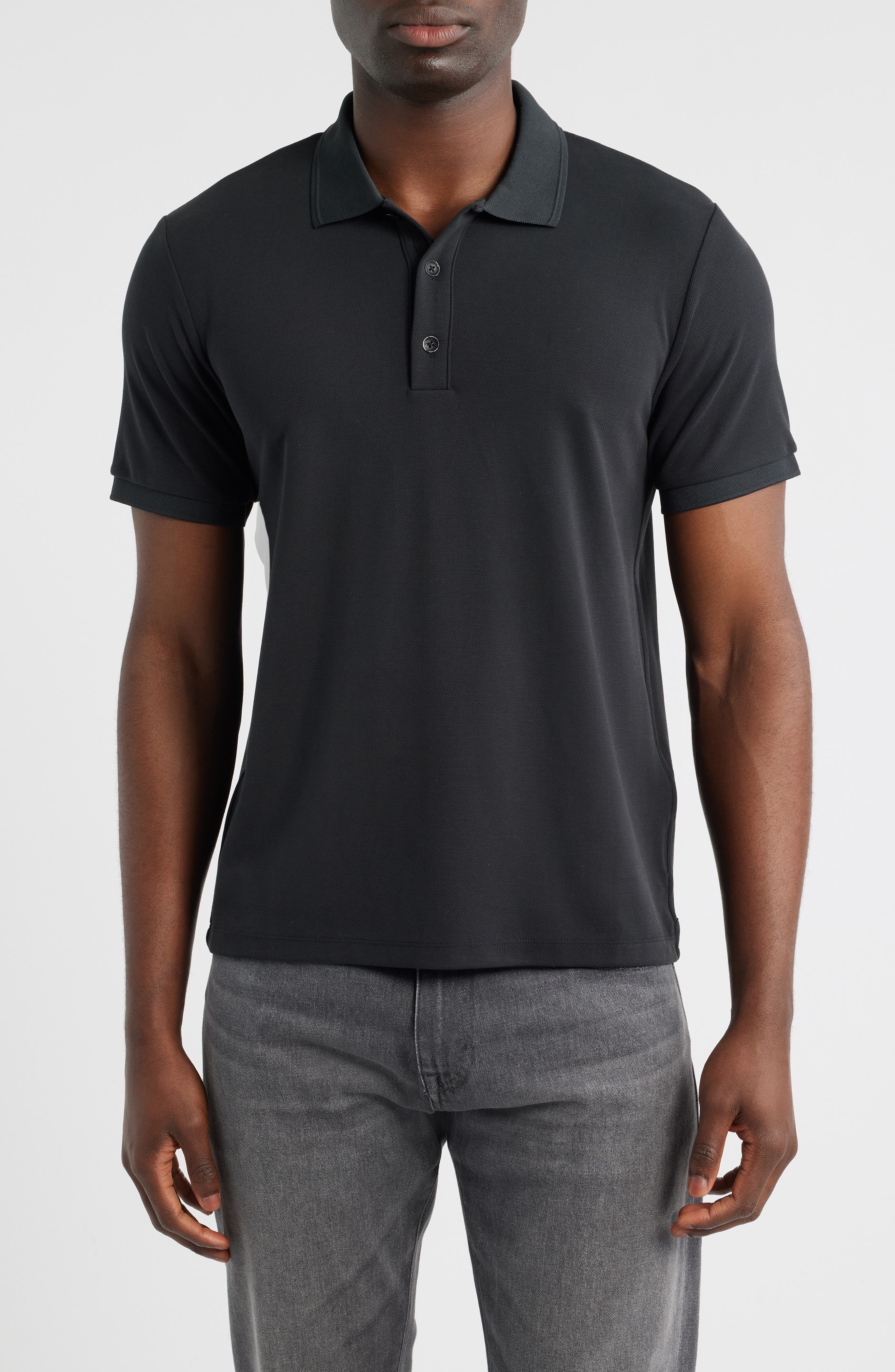 Rag & Bone Slim Fit Tech Piqué Polo In Black