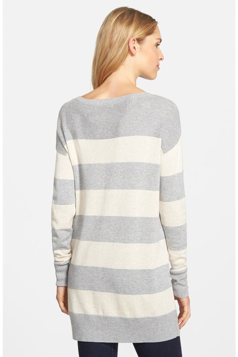 Two-Pocket Knit Tunic, Alternate, color, GREY- BEIGE STRIPE