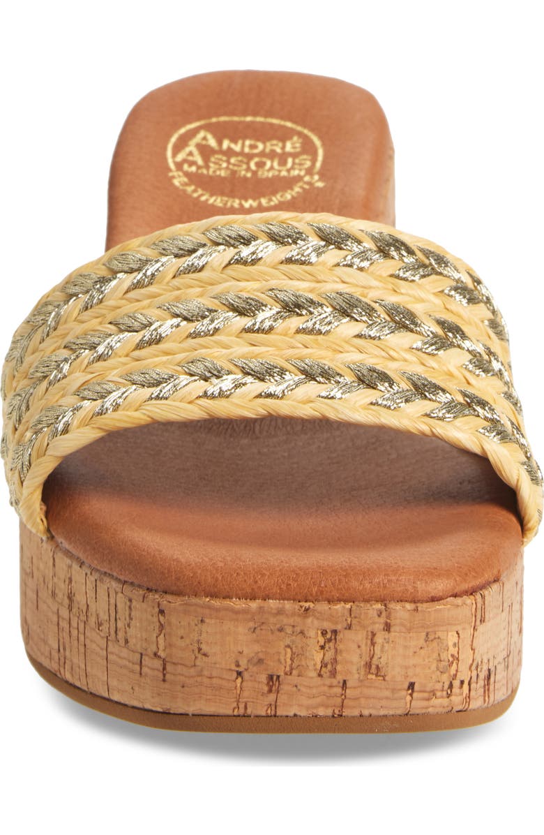 André Assous Cypress Raffia Platform Slide Sandal, Alternate, color,