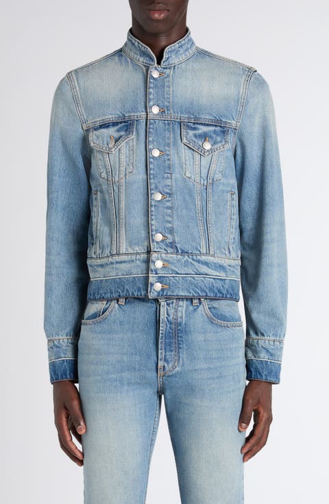 Band Collar Denim Jacket