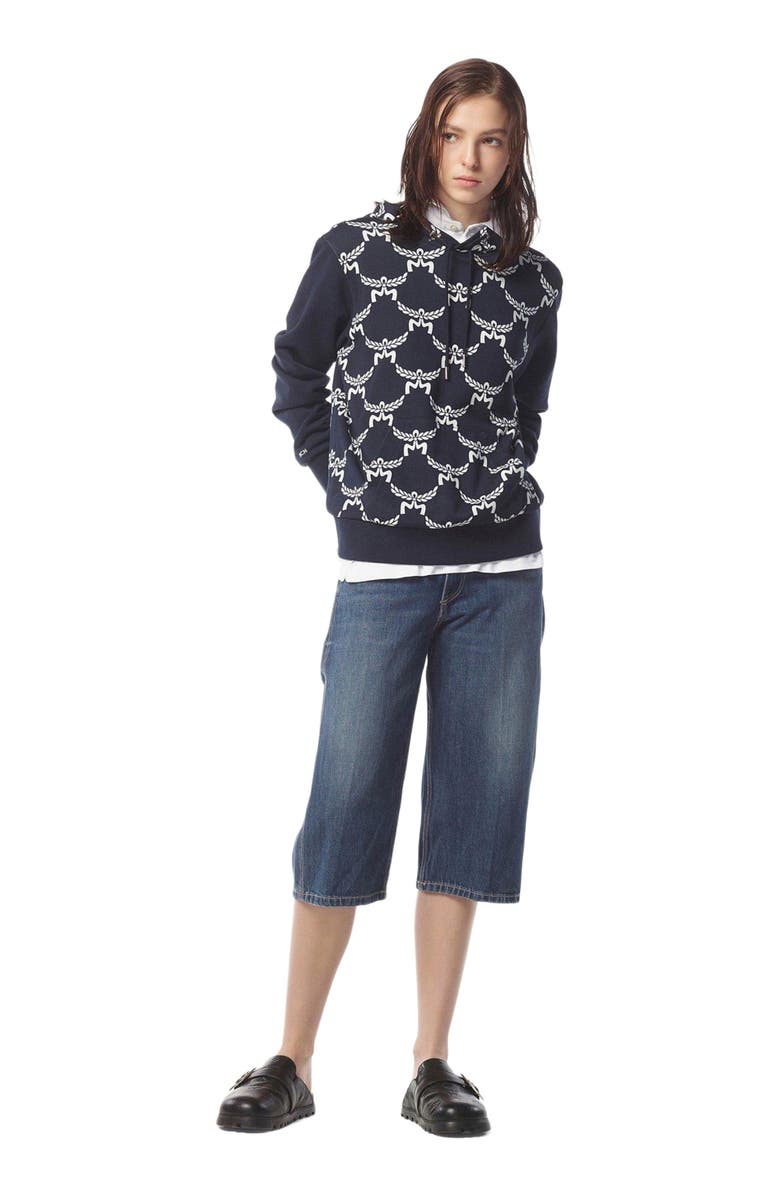 MCM Lauretos Monogram Hoodie in Organic Cotton, Main, color, 