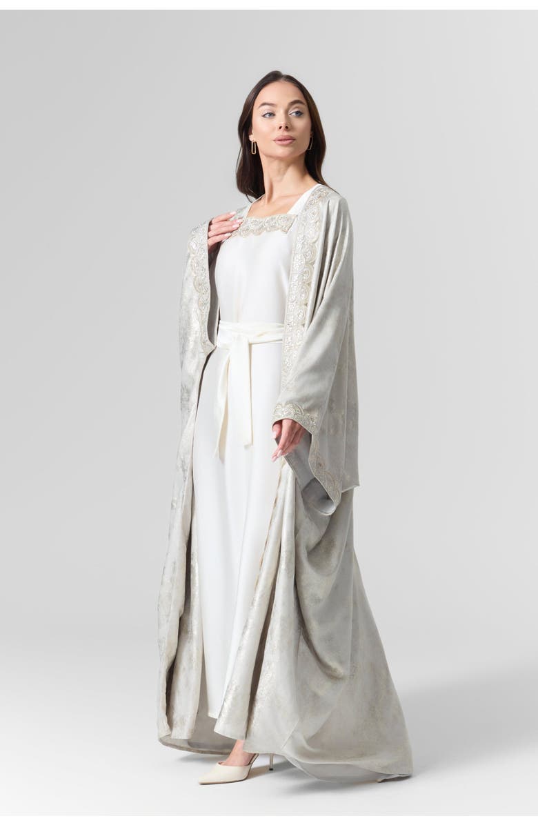 Le Fafo Luna Metallic Silk Abaya Set, Alternate, color, 