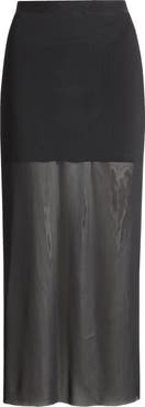 Open Edit Sheer Mesh Midi Skirt