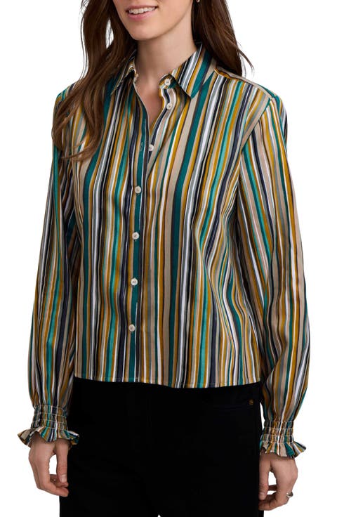 Vivienne Stripe Cotton Poplin Button-Up Shirt