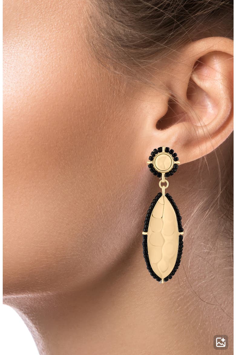 Beaded Trim Drop Earrings (Nordstrom Exclusive), Alternate, color, BLACK/ GOLD