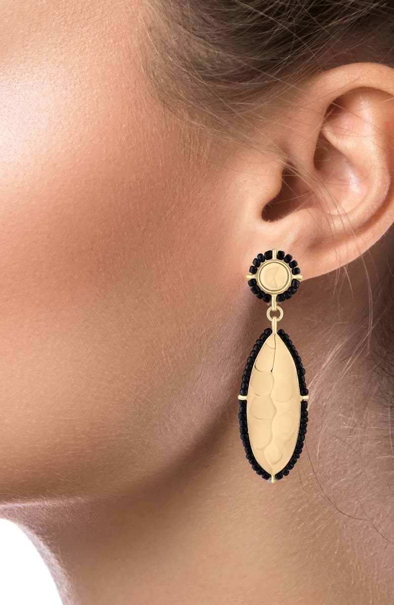 JARDIN Beaded Trim Drop Earrings, Alternate, color, Black/ Gold