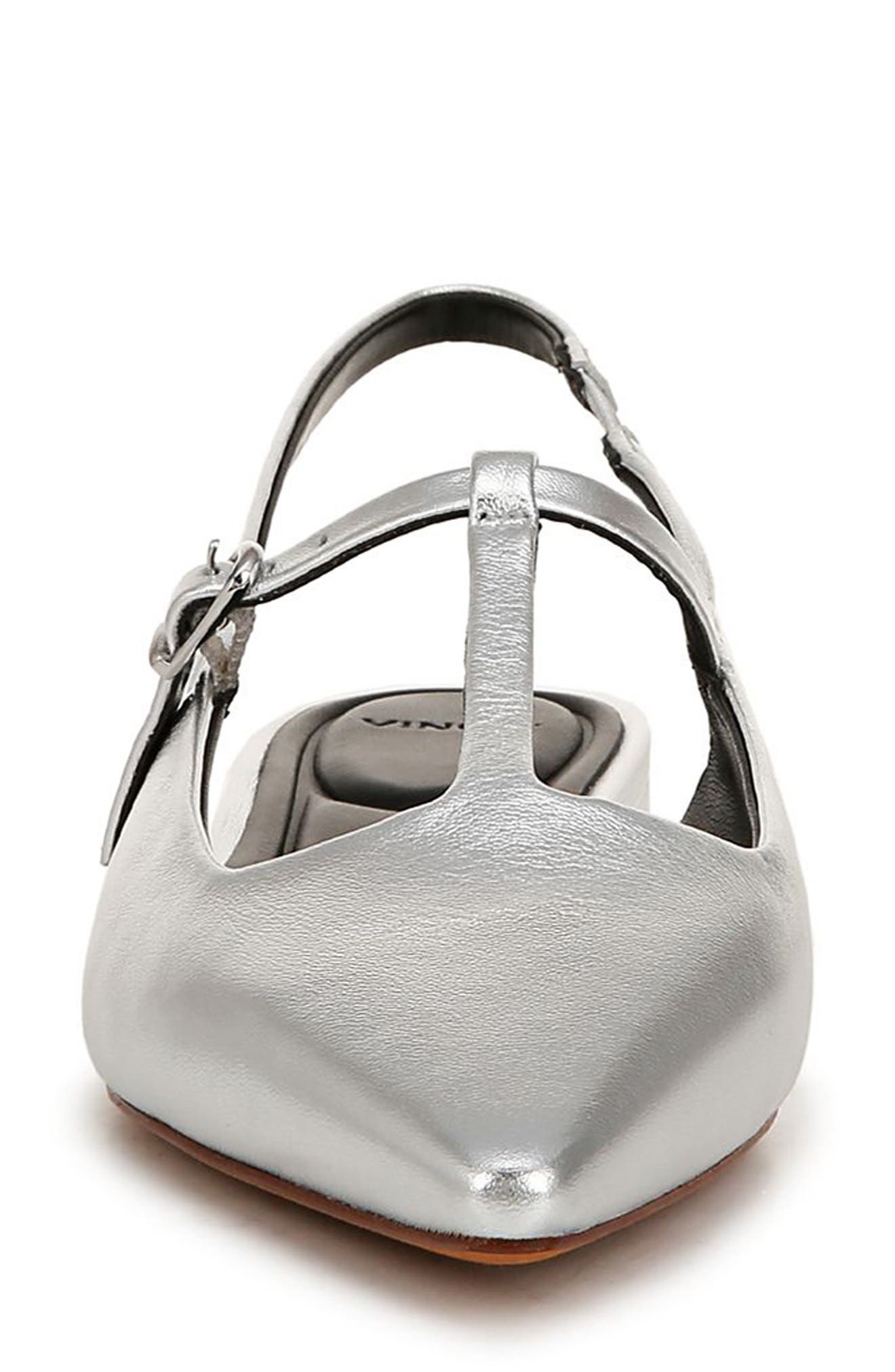 Vince Iliana Slingback Pointed Toe Flat, Alternate, color, Silver