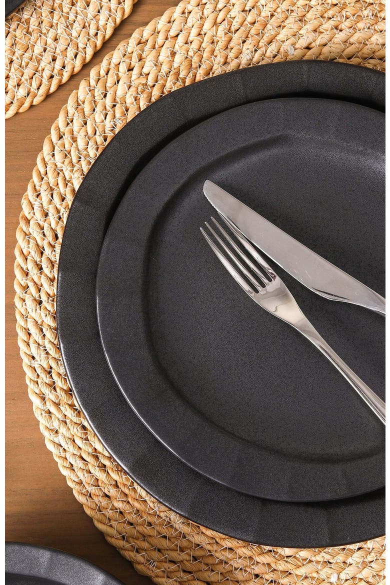Oasis Stoneware 4-Piece Salad Plate Set, Alternate, color, Black