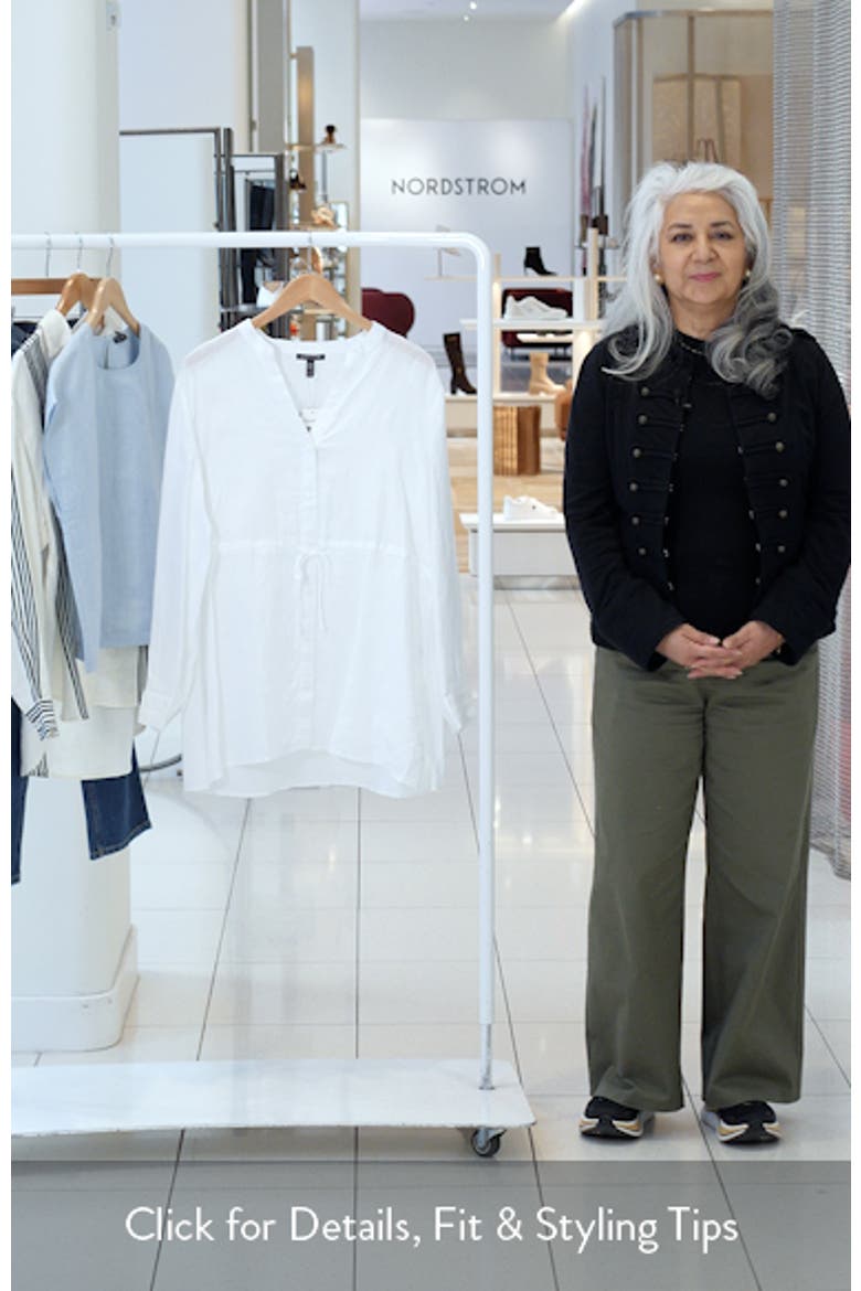 Split Neck Organic Linen Long Drawstring Shirt video
