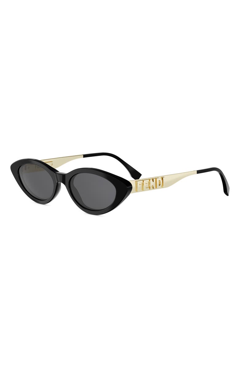 Fendi graphy 51mm Cat Eye Sunglasses, Alternate, color, Shiny Black / Smoke