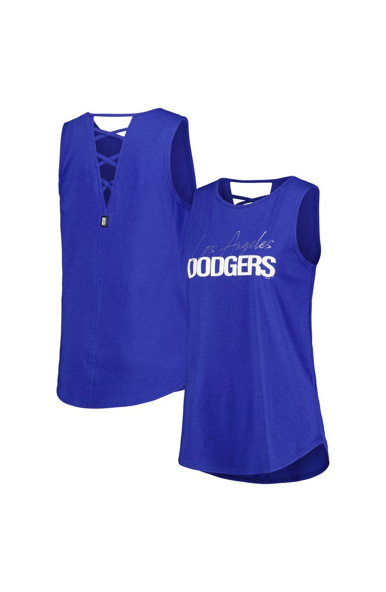DKNY SPORT Women's DKNY Sport Royal Los Angeles Dodgers Claire Fashion Tri-Blend Tank Top, Alternate, color,