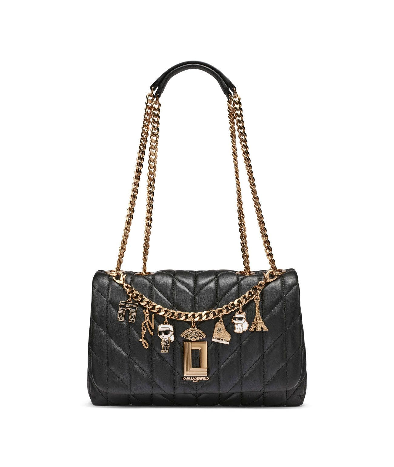 KARL LAGERFELD PARIS Lafayette Shoulder, Main, color, Black/Gold