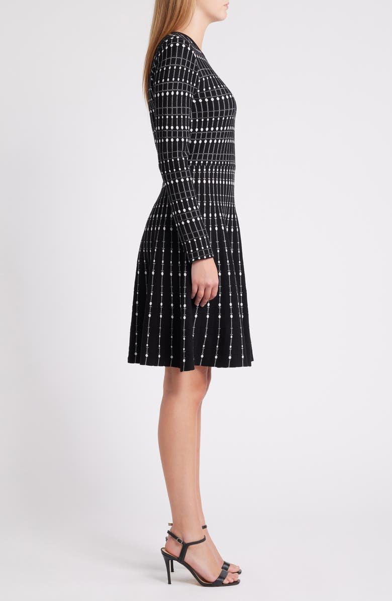 Julia Jordan Stripe Jacquard Long Sleeve Sweater Dress, Alternate, color, Black White