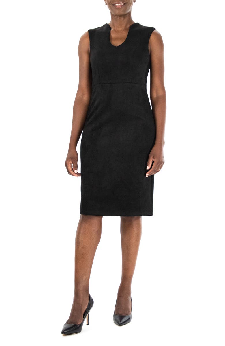 Nina Leonard U-Neck Scuba Dress, Main, color, 