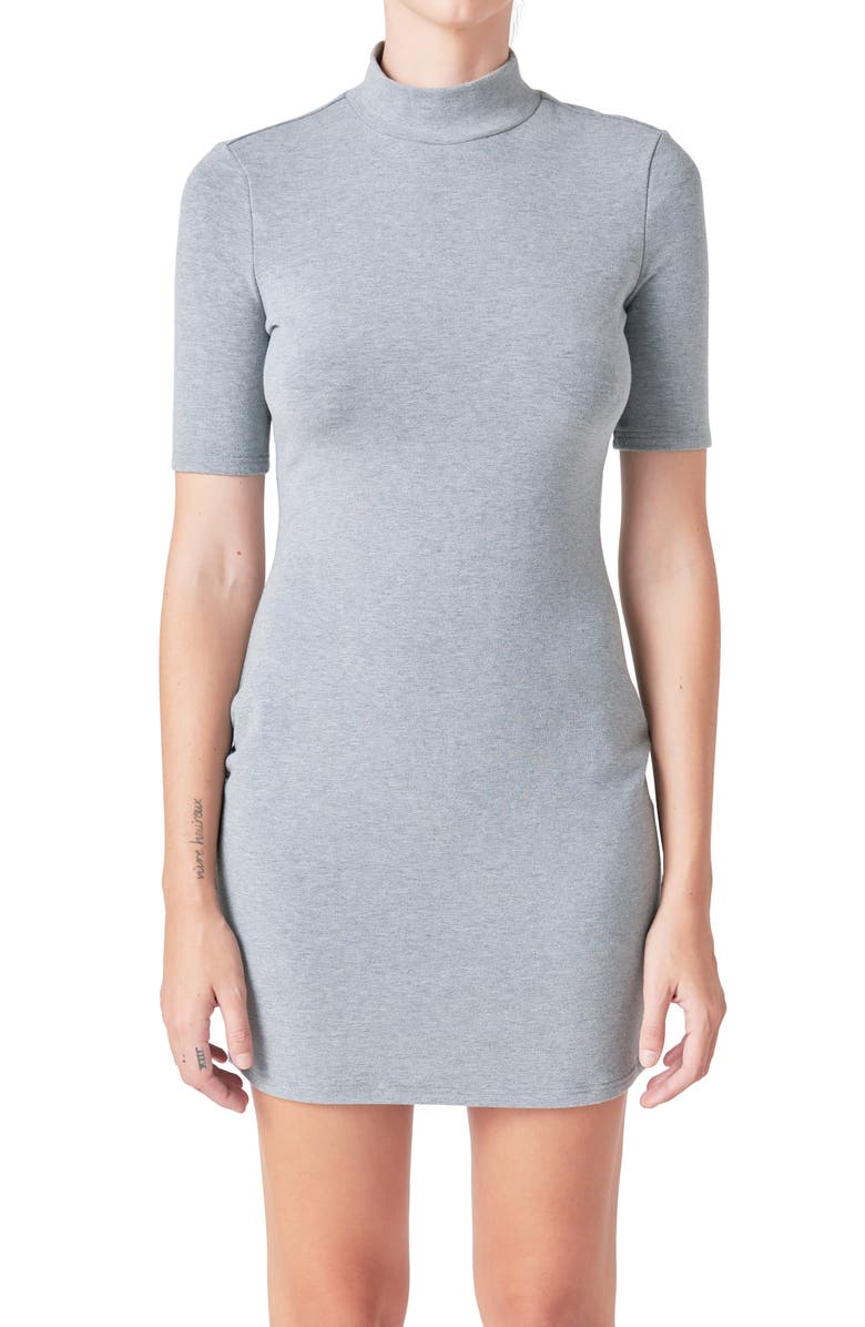 Grey Lab Soft Mock Neck Body-Con Minidress, Alternate, color, Heather Grey