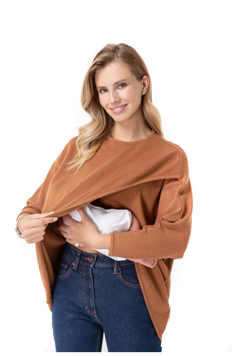 Accouchée Let Loose Crossover Long Sleeve Maternity/Nursing Knit Top, Alternate, color, Toffee
