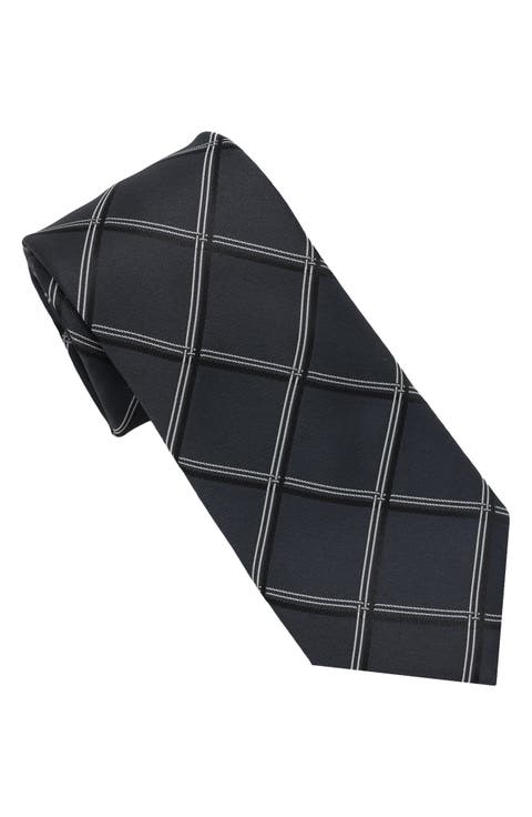 Windowpane Print Tie