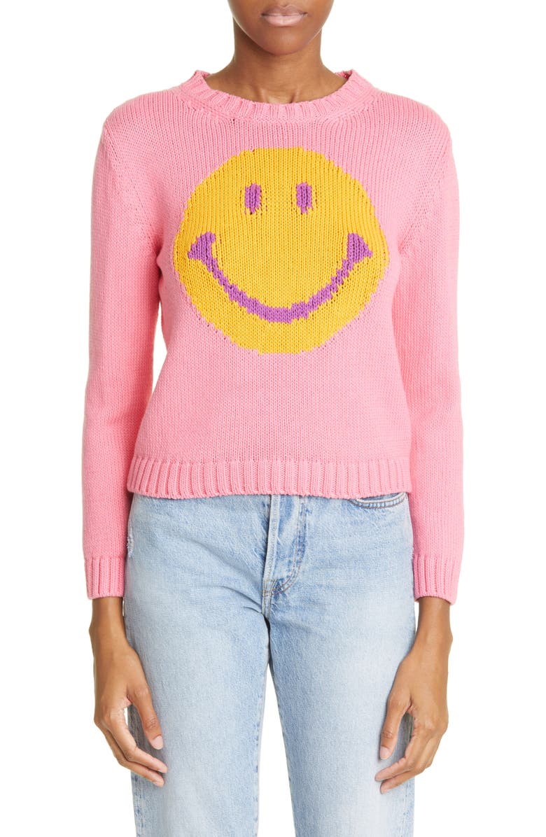 Moschino x Smiley<sup>®</sup> Intarsia Crewneck Sweater, Main, color,