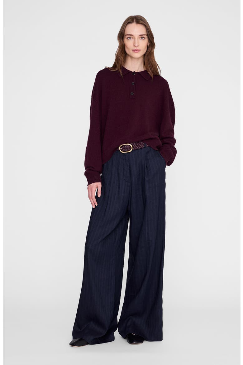 Lee Cashmere Polo Sweater, Main, color, Fig